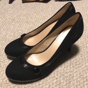 Black cloth and satin accents.  Nine West, size 6m